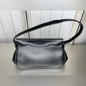 Vintage Etra Purse Scalloped Foldover Bag Gold Leather Framed Evening Bag